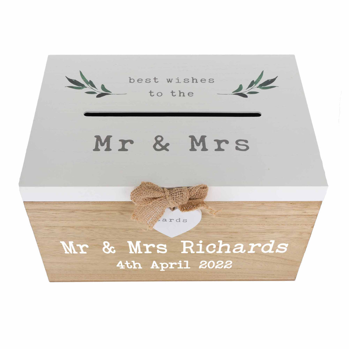 Personalised Wedding Card White & Wooden Memory Box MR & MRS  - Always Looking Good -   