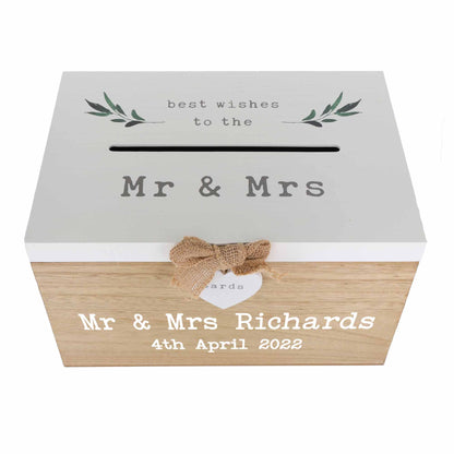Personalised Wedding Card White & Wooden Memory Box MR & MRS  - Always Looking Good -   