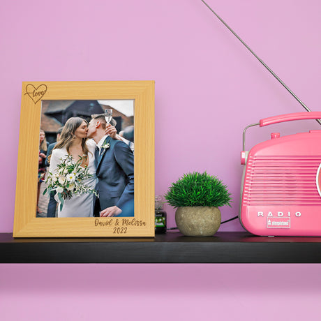 Personalised Engraved Couples Photo Frame - Name and Heart Design  - Always Looking Good -   