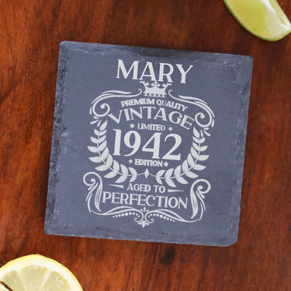 Personalised Engraved Vintage Birthday Design Glass and/or Coaster Gift  - Always Looking Good -   