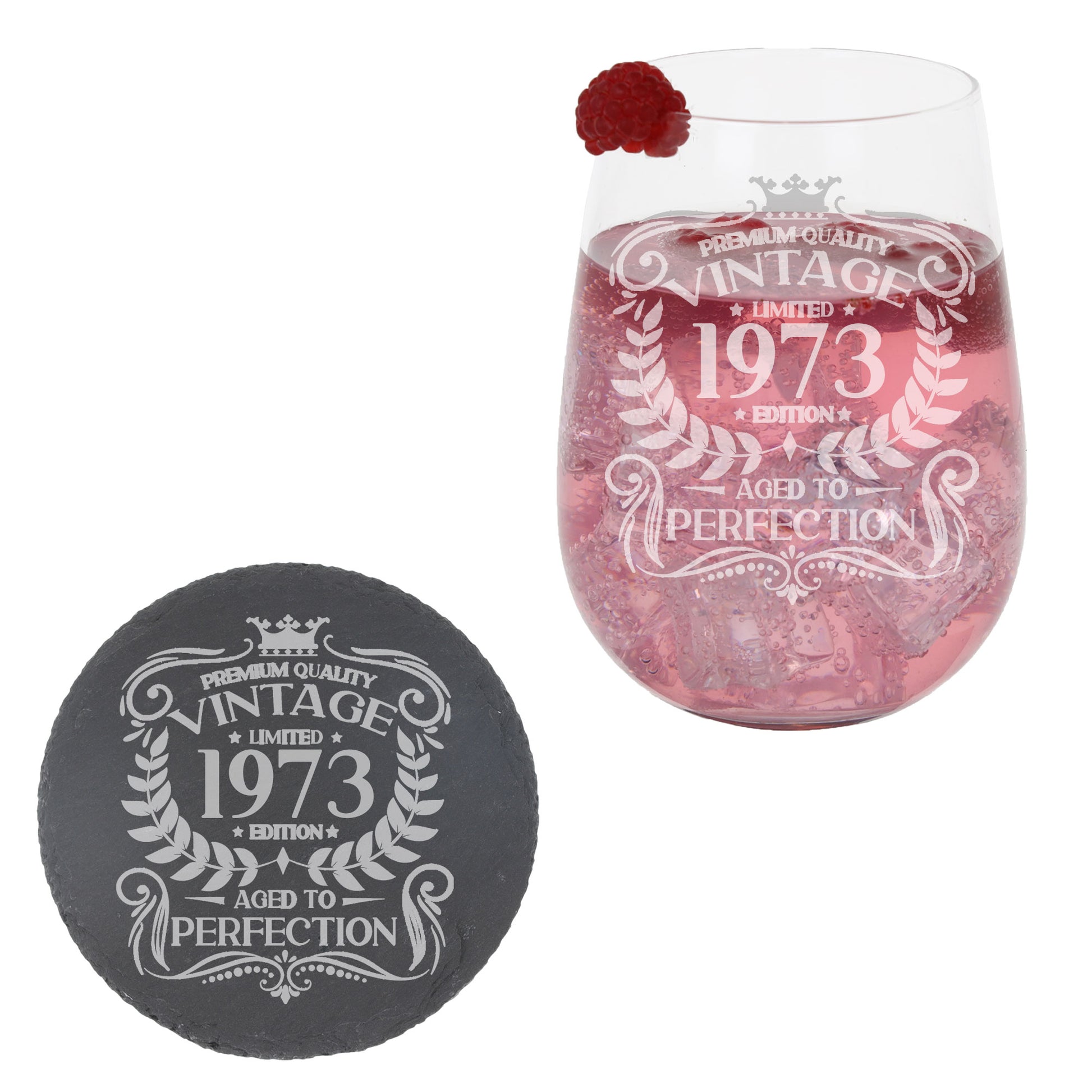 Vintage 1973 50th Birthday Engraved Stemless Gin Glass Gift  - Always Looking Good -   