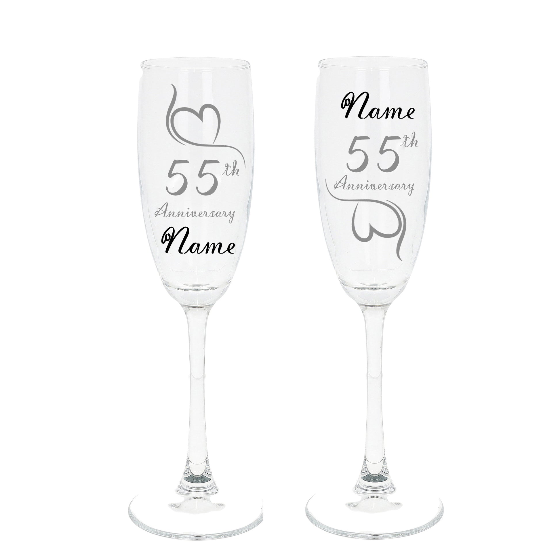 Engraved 55th Emerald Wedding Anniversary Personalised Engraved Champagne Glass Gift Set  - Always Looking Good -   