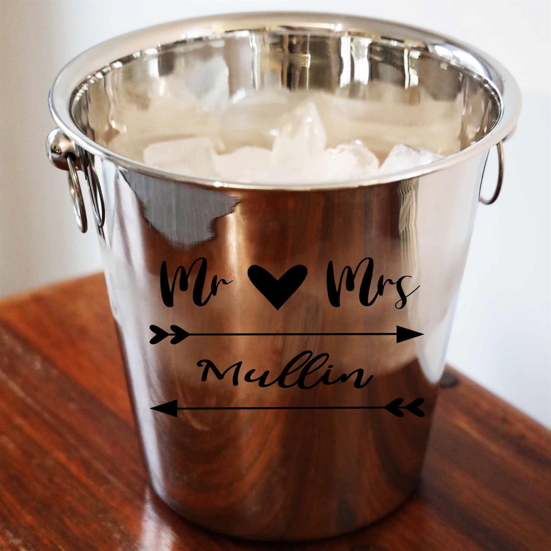 Personalised Mr & Mrs/ Mr & Mr / Mrs & Mrs Ice Bucket With matching Champagne Glasses  - Always Looking Good -   
