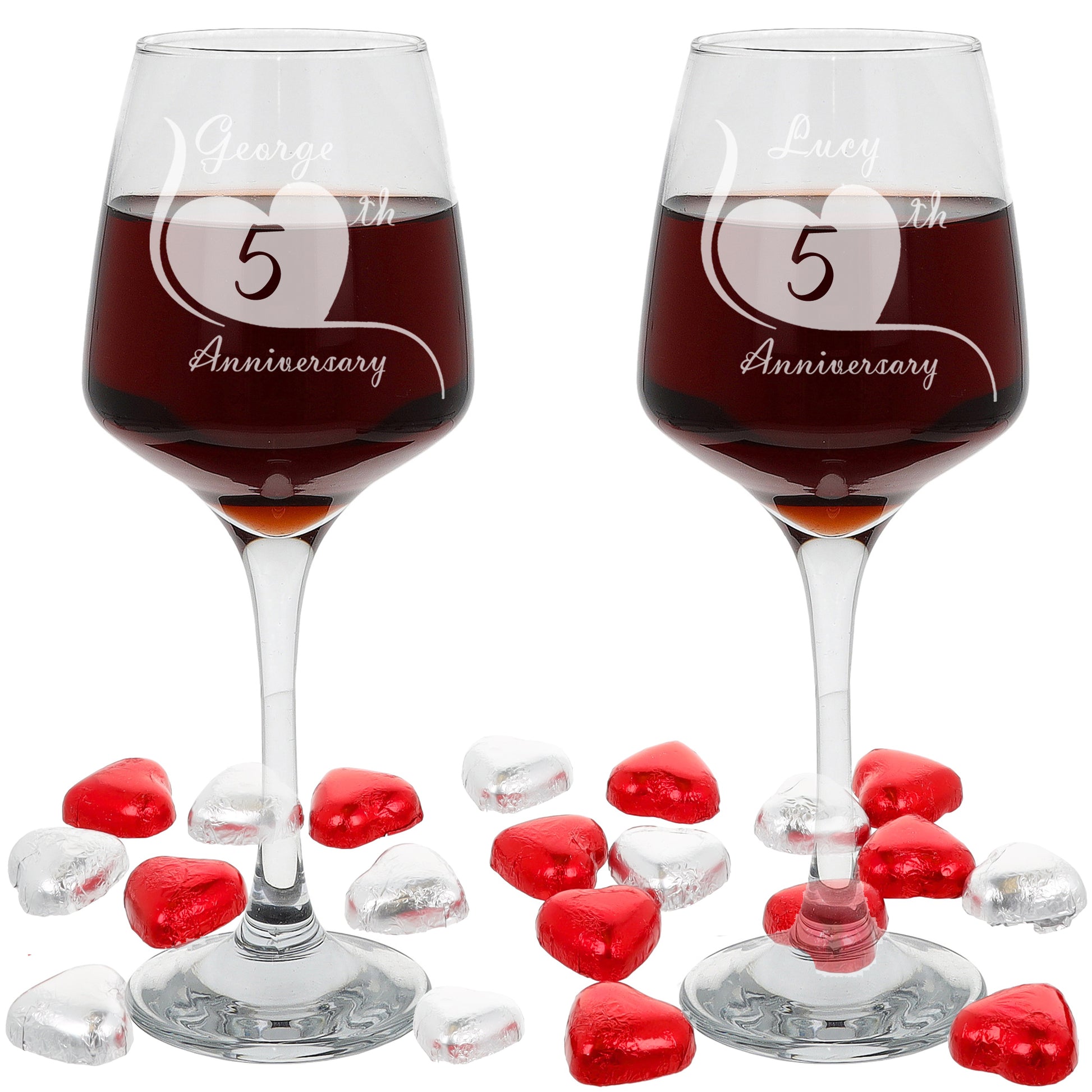 Engraved 5th Wood Wedding Anniversary - Personalised Wine Glass Gift Set  - Always Looking Good -   