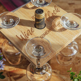 "Wine O'Clock" Engraved Wooden Wine Glass Butler Caddy – For 2/4 Glasses
 - Always Looking Good -   