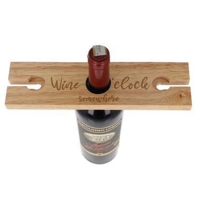 "Wine O'Clock" Engraved Wooden Wine Glass Butler Caddy – For 2/4 Glasses
 - Always Looking Good -   