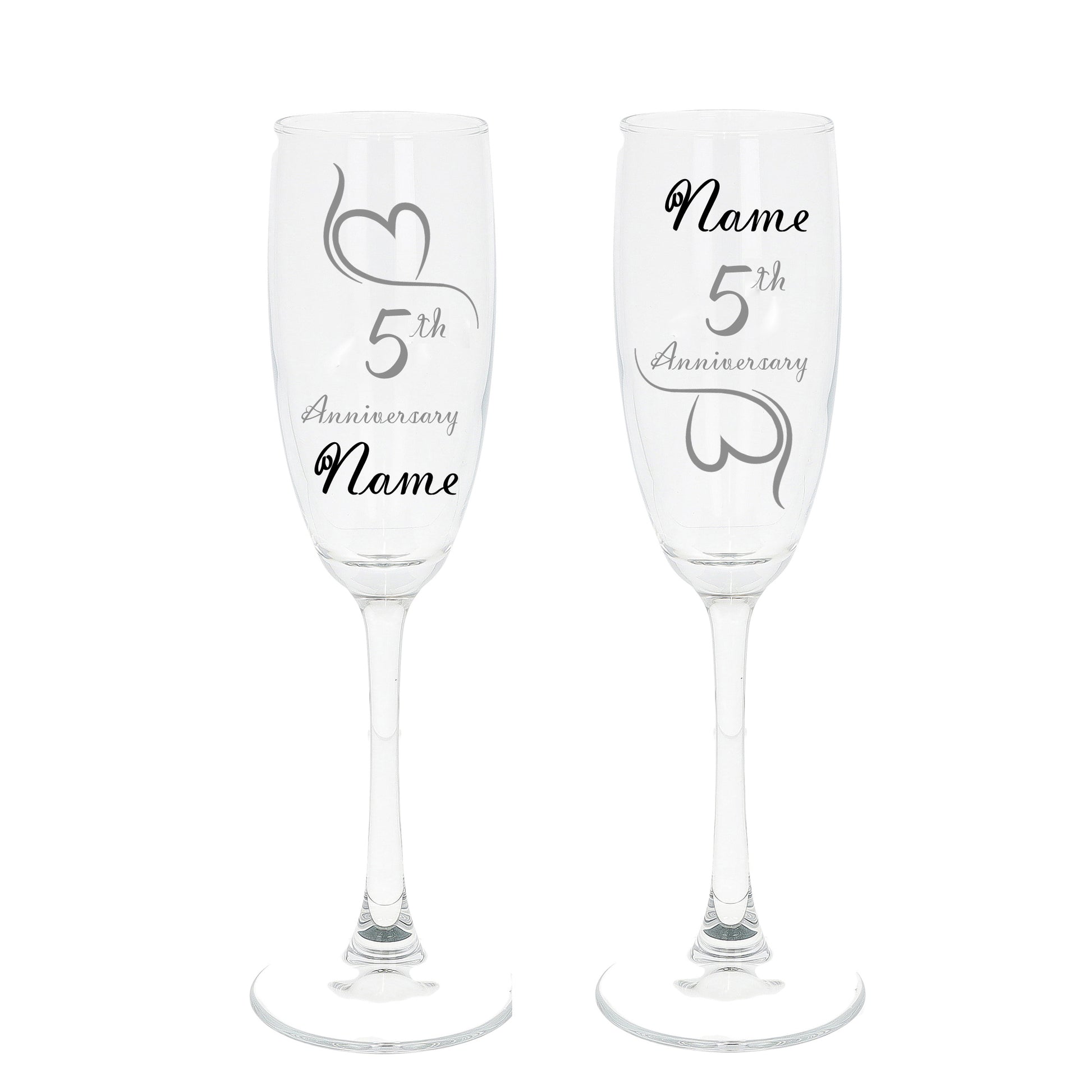 Engraved 5th Wood Wedding Anniversary Personalised Engraved Champagne Glass Gift Set  - Always Looking Good -   