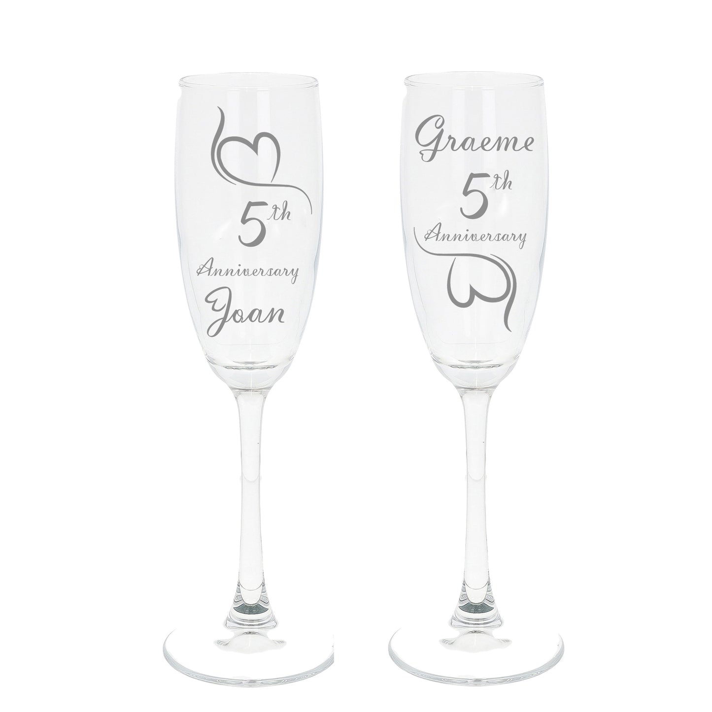 Engraved 5th Wood Wedding Anniversary Personalised Engraved Champagne Glass Gift Set  - Always Looking Good -   