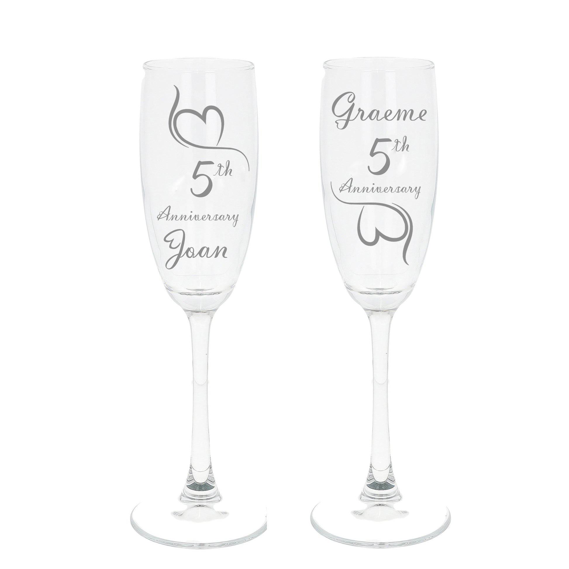 Engraved 5th Wood Wedding Anniversary Personalised Engraved Champagne Glass Gift Set  - Always Looking Good -   