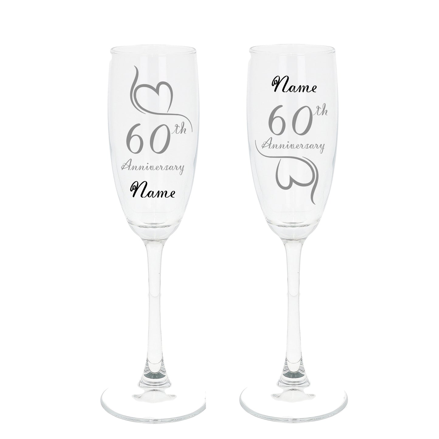 Engraved 60th Diamond Anniversary Personalised Engraved Champagne Glass Gift Set  - Always Looking Good -   