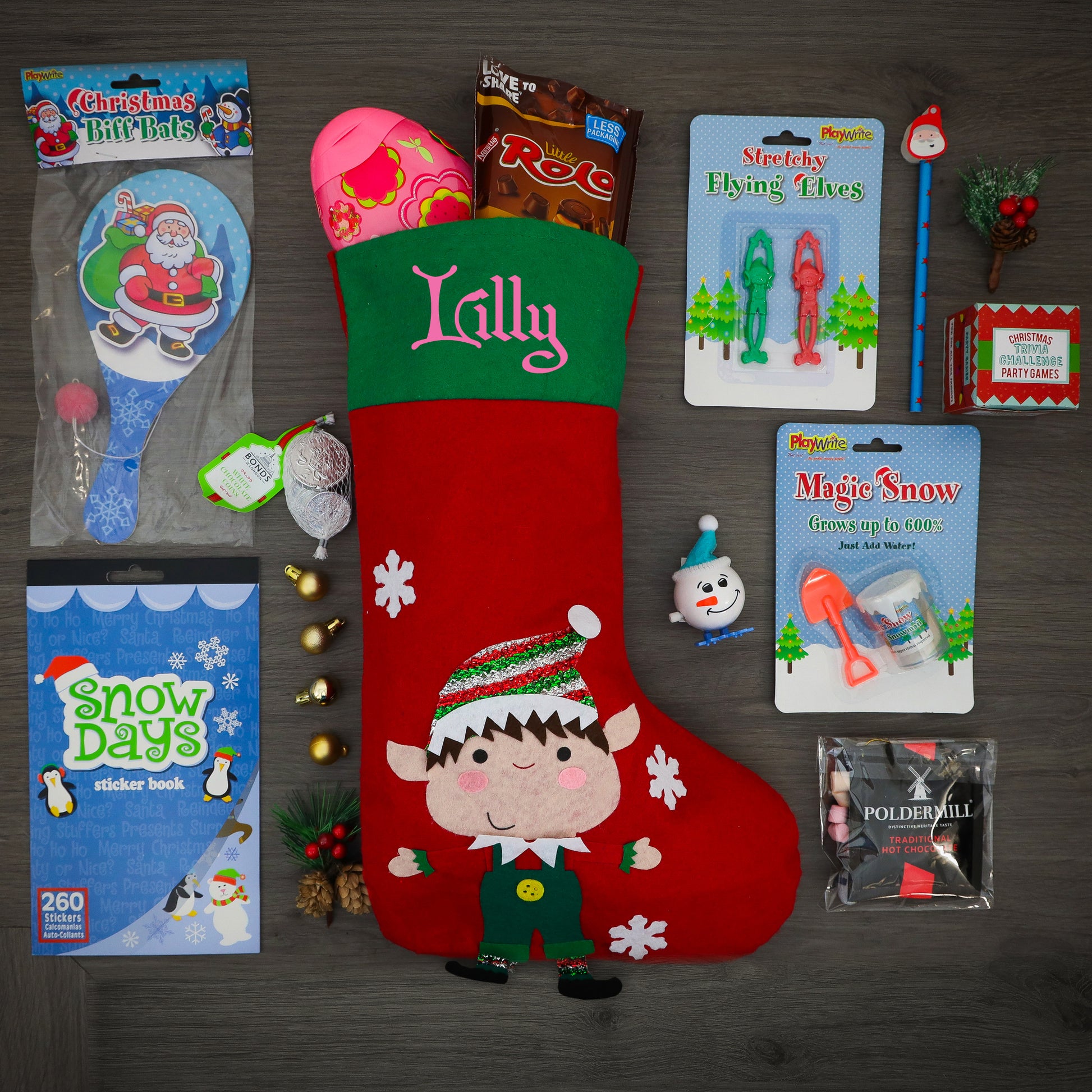 Vinyl Christmas  Stocking Personalised with name & Filled Ready to gift  - Always Looking Good -   