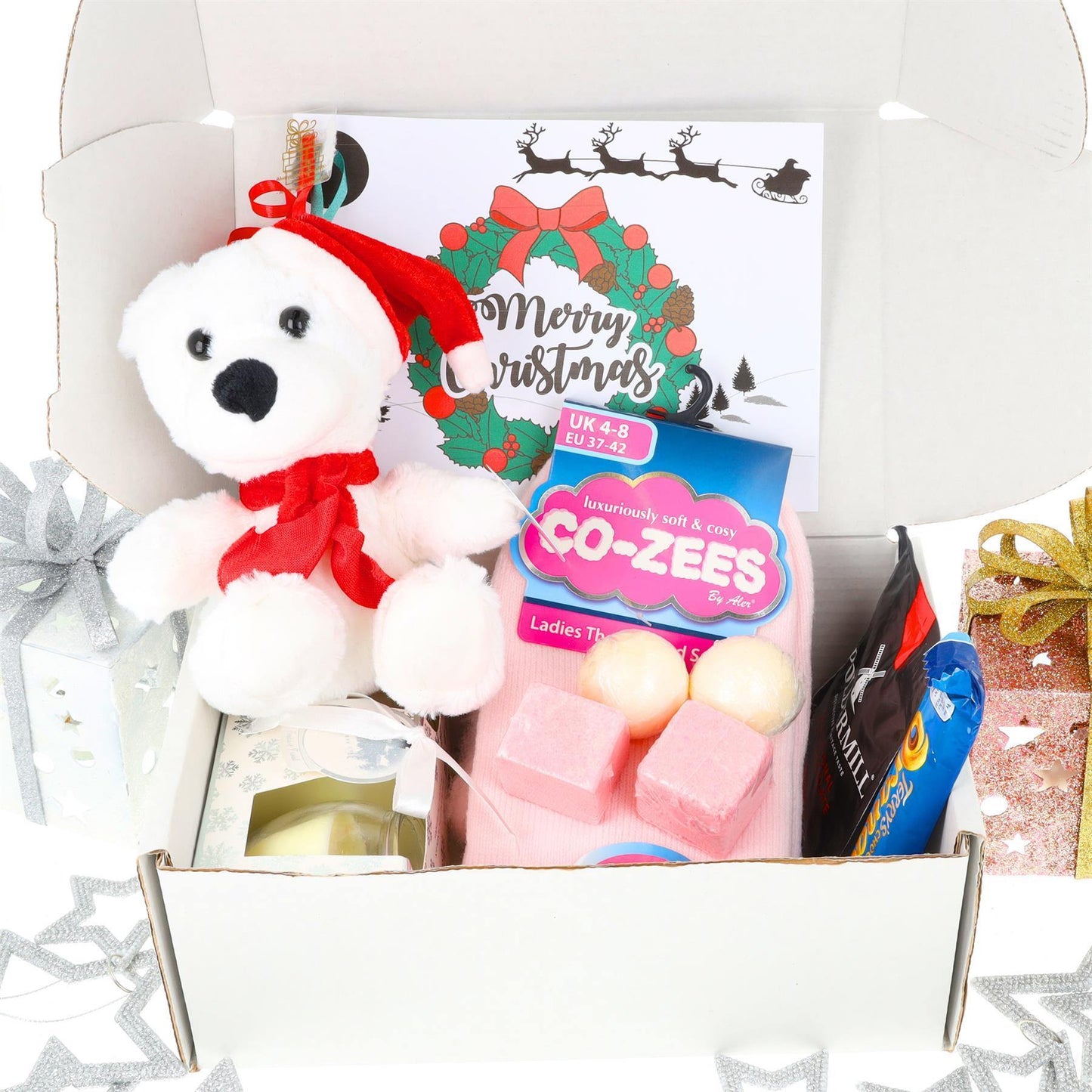 Christmas Teddy and Pamper Hamper Filled Gift Box  - Always Looking Good -   