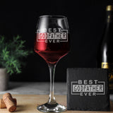 Best Godfather Ever Engraved Wine Glass | Godparent Gift for Him  - Always Looking Good - Glass & Square Coaster  Godparent gift