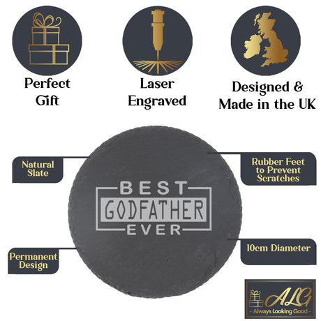 Best Godfather Ever Engraved Whisky Glass and/or Coaster Gift  - Always Looking Good -   godfather gift 