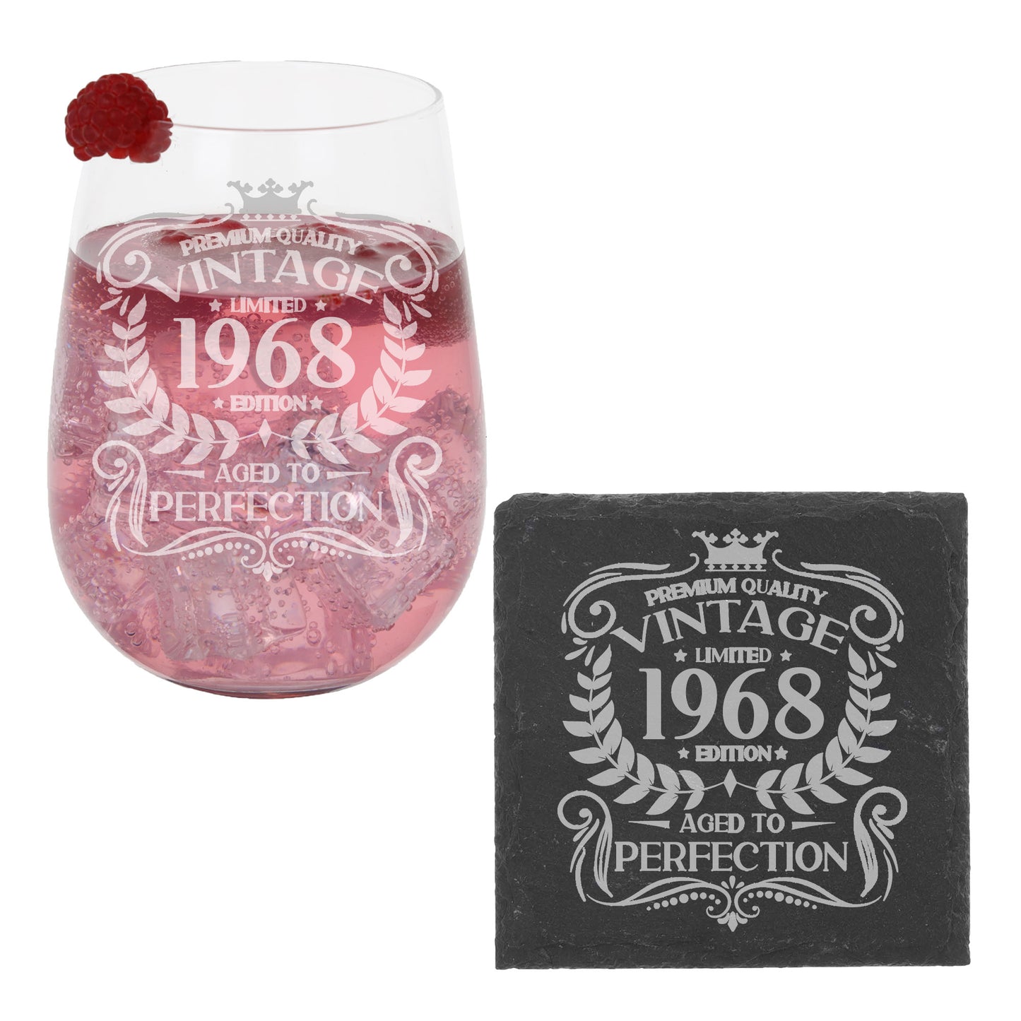 Vintage 1968 55th Birthday Engraved Stemless Gin Glass Gift  - Always Looking Good -   