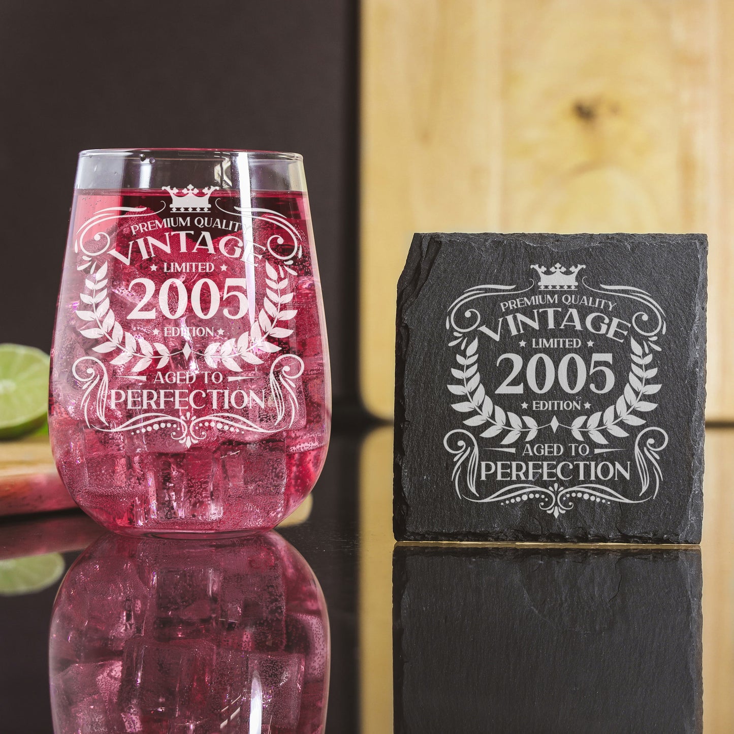 Vintage 2005 18th Birthday Engraved Stemless Gin Glass Gift  - Always Looking Good -   