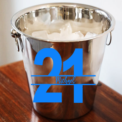 Personalised 21st Birthday Ice Bucket & Glass Gift with Name  - Always Looking Good -   