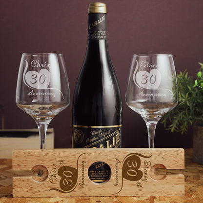 Personalised Wine Caddy with Glasses – Engraved 5 Year Anniversary Gift 
  - Always Looking Good -   