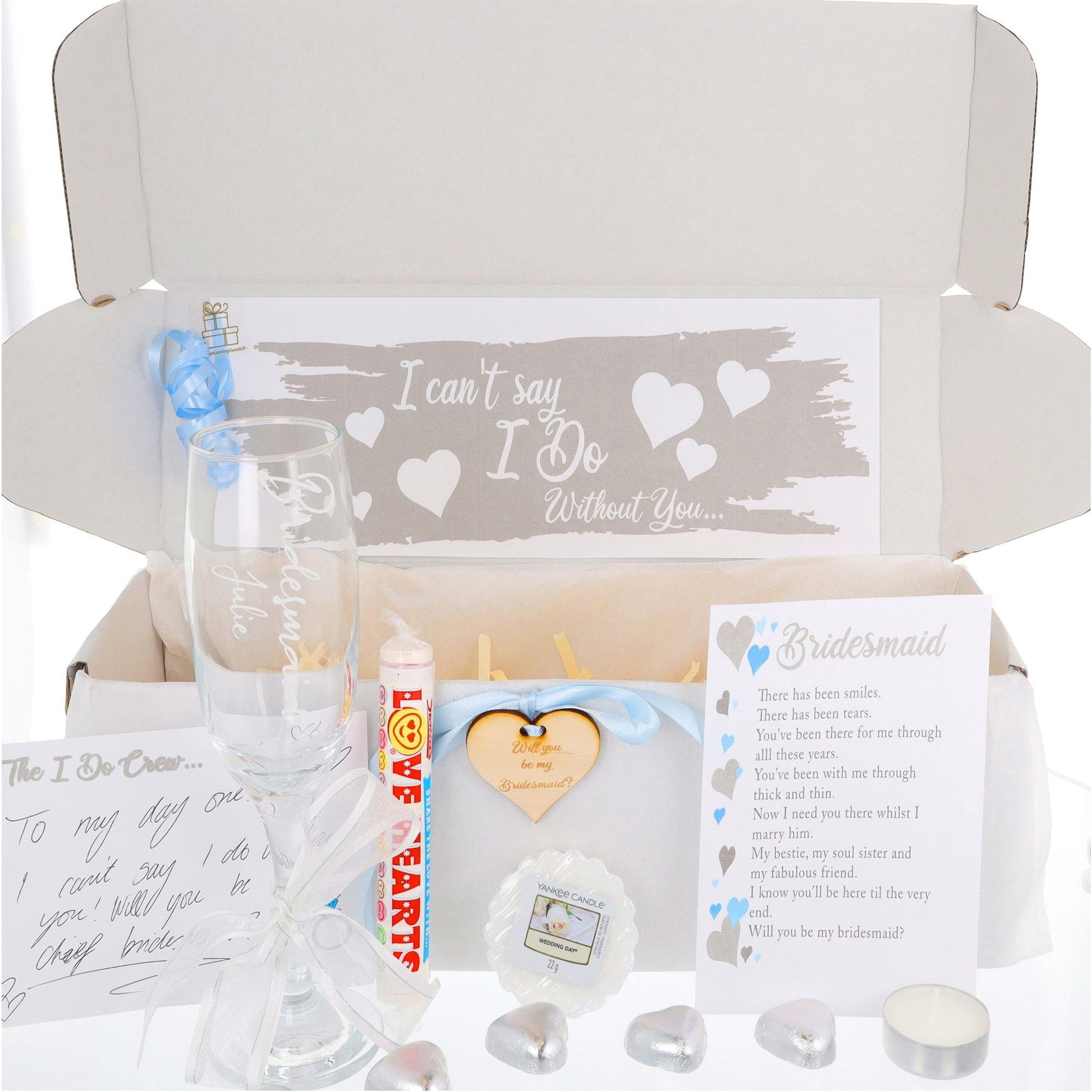 Bridesmaid Proposal Giftbox with Engraved Champagne Glass  - Always Looking Good -   