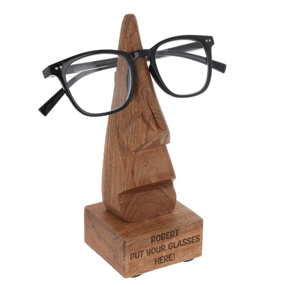 Face Engraved Wooden Glasses Stand Personalised with Name
  - Always Looking Good -   