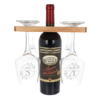 Engraved Wooden Wine Glass Holder – 4 Glass Butler Caddy with Names - Always Looking Good -   - Always Looking Good -   
