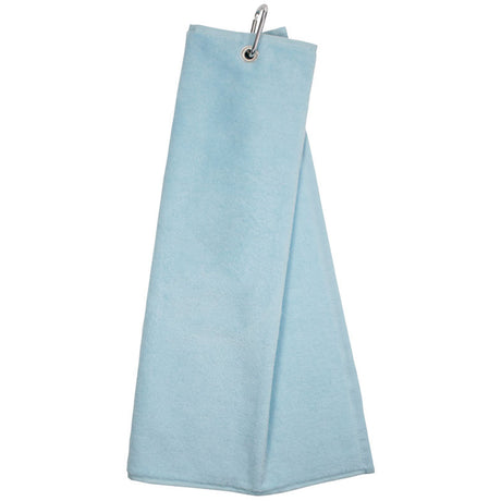 Personalised Embroidered Tri Fold TENNIS Towel Trifold with Carabiner Clip  - Always Looking Good - Light Blue  