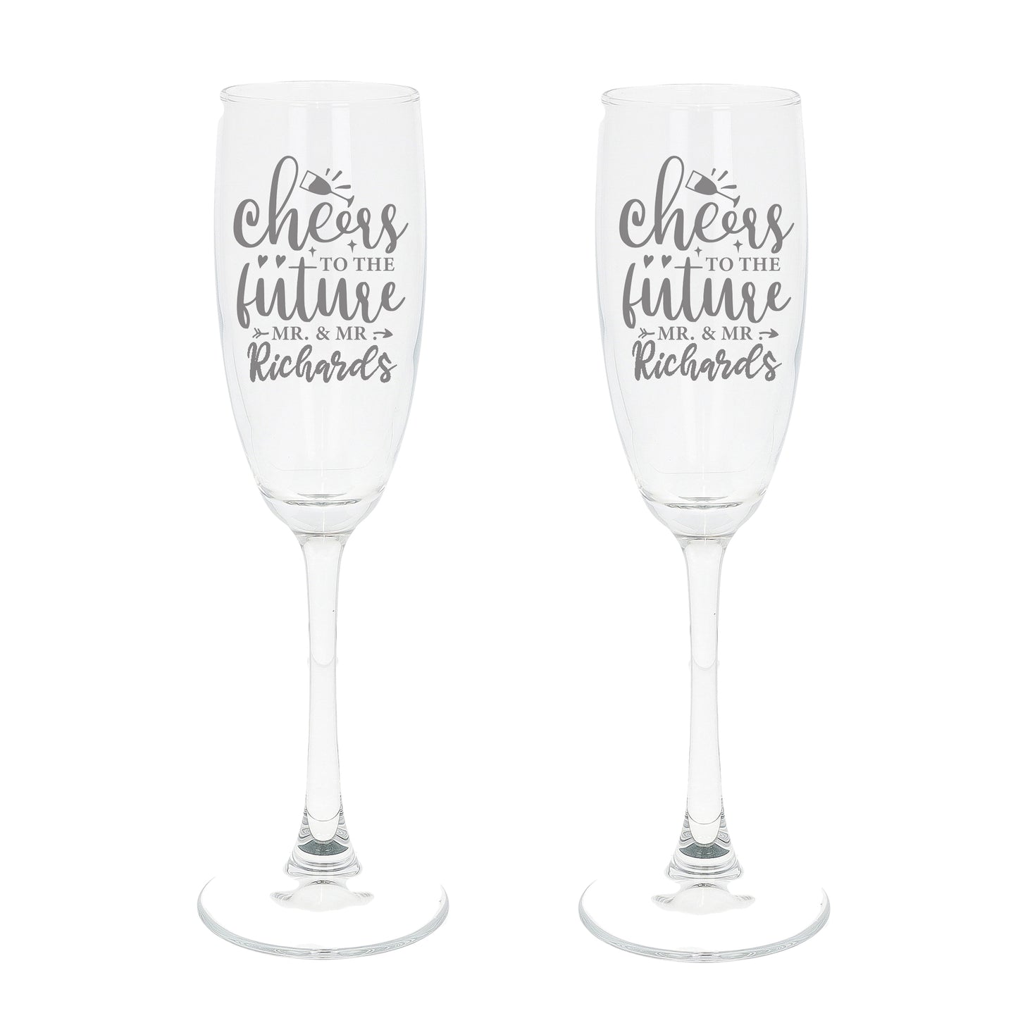 Personalised Engraved Engagement Champagne Flute Glass Set "Future Mrs/Mr"  - Always Looking Good -   