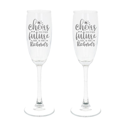 Personalised Engraved Engagement Champagne Flute Glass Set "Future Mrs/Mr"  - Always Looking Good -   