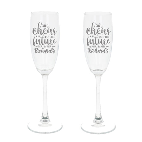 Personalised Engraved Engagement Champagne Flute Glass Set "Future Mrs/Mr"  - Always Looking Good -   