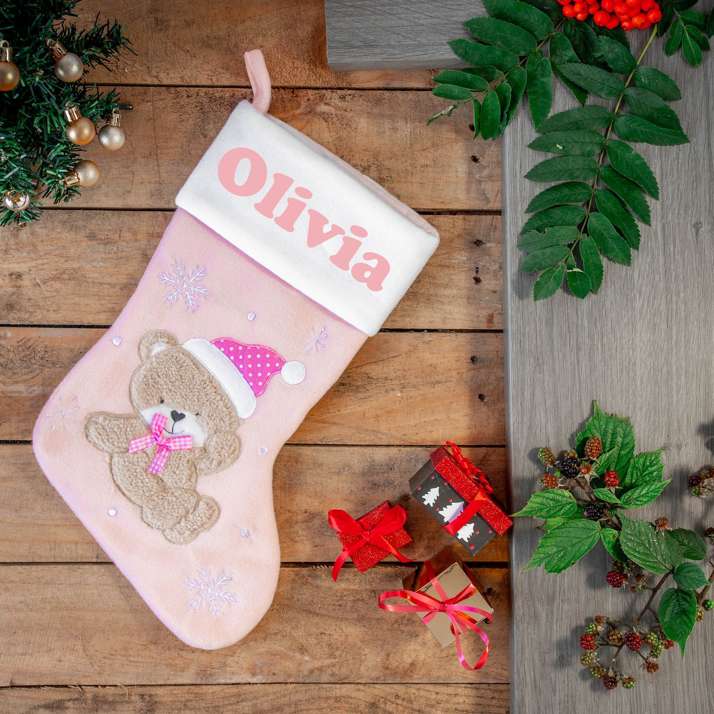 Personalised Baby's 1st Christmas Bear Stocking Sentimental Keepsake  - Always Looking Good -   