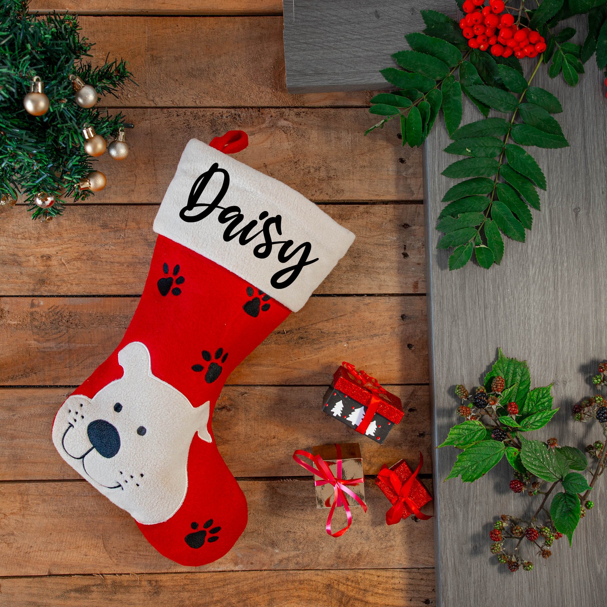 Personalised Embroidered Dog / Cat Christmas Stocking  - Always Looking Good -   