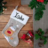 Personalised Embroidered Grey Christmas Santa Stocking with Name  - Always Looking Good -   