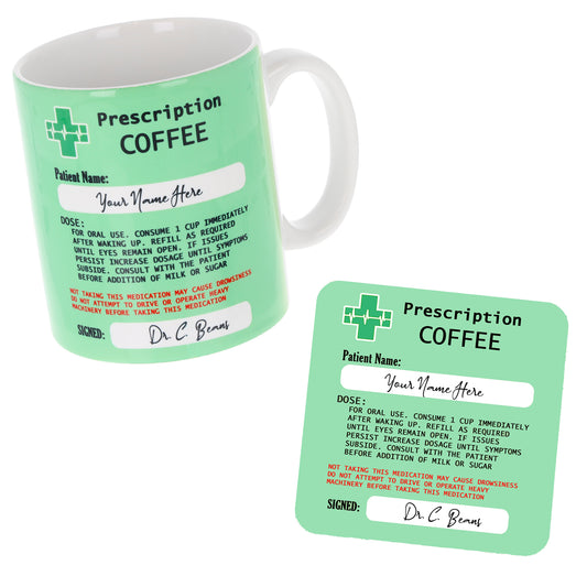 Personalised Prescription Coffee Mug and Coaster Filled Gift Set  - Always Looking Good -   