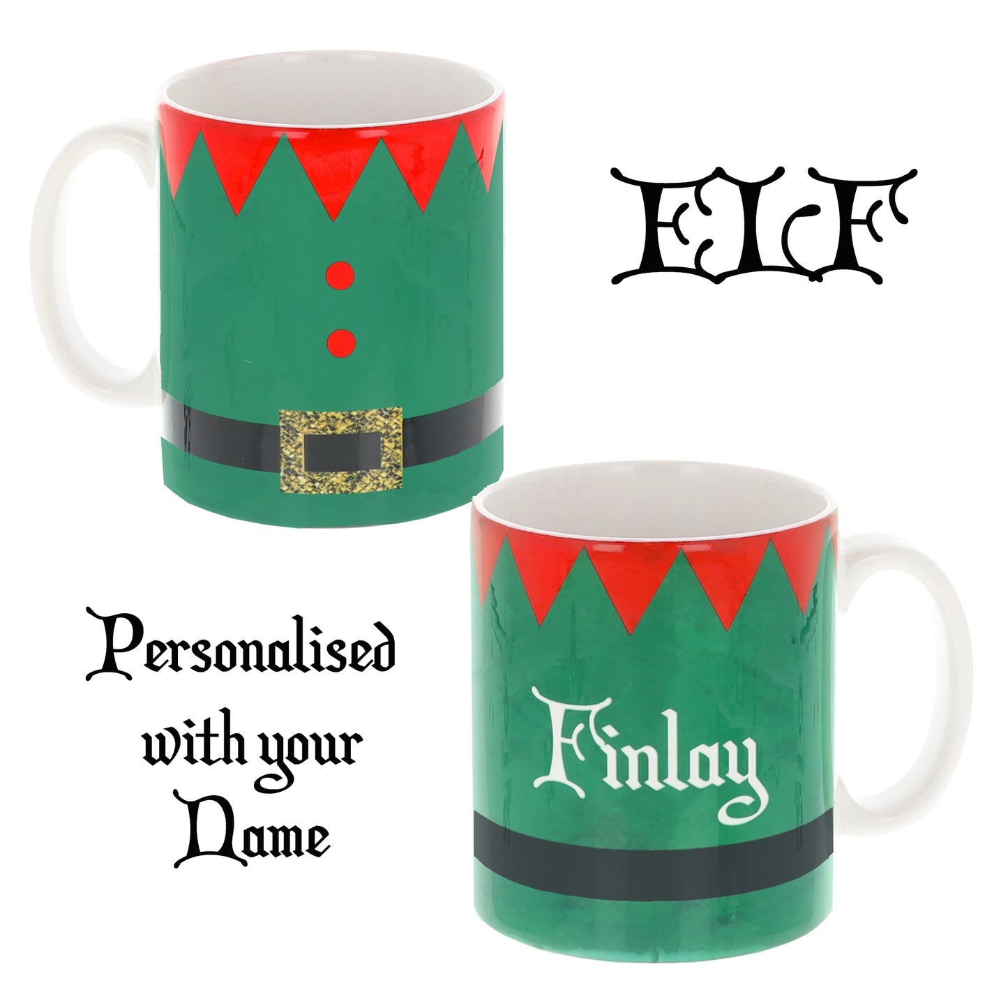 Personalised with Name Christmas Design Mug  - Always Looking Good -   