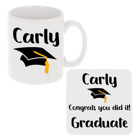 Personalised Graduation Gift Mug & Coaster "Congrats You Did It!" Uni Graduate  - Always Looking Good -   
