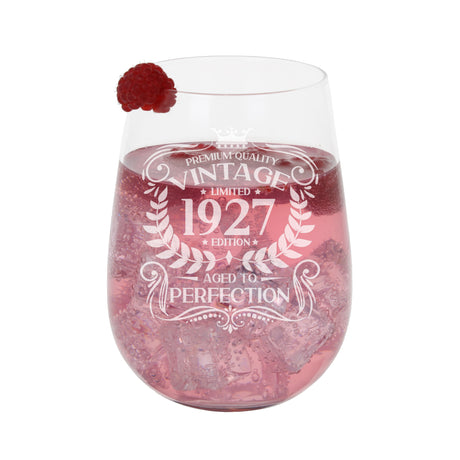 Vintage Any Year All Ages Engraved Birthday Gin Glass and/or Coaster Set- Always Looking Good -   - Stemless Gin Glass Only  
