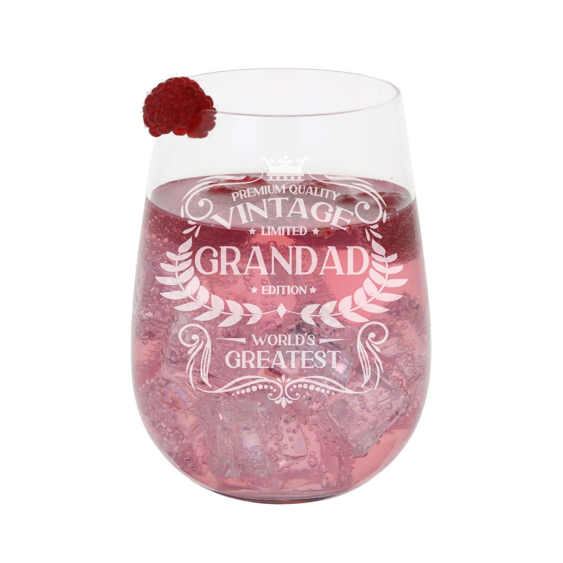 Vintage World's Greatest Grandad Engraved Stemless Gin Glass Gift  - Always Looking Good -   