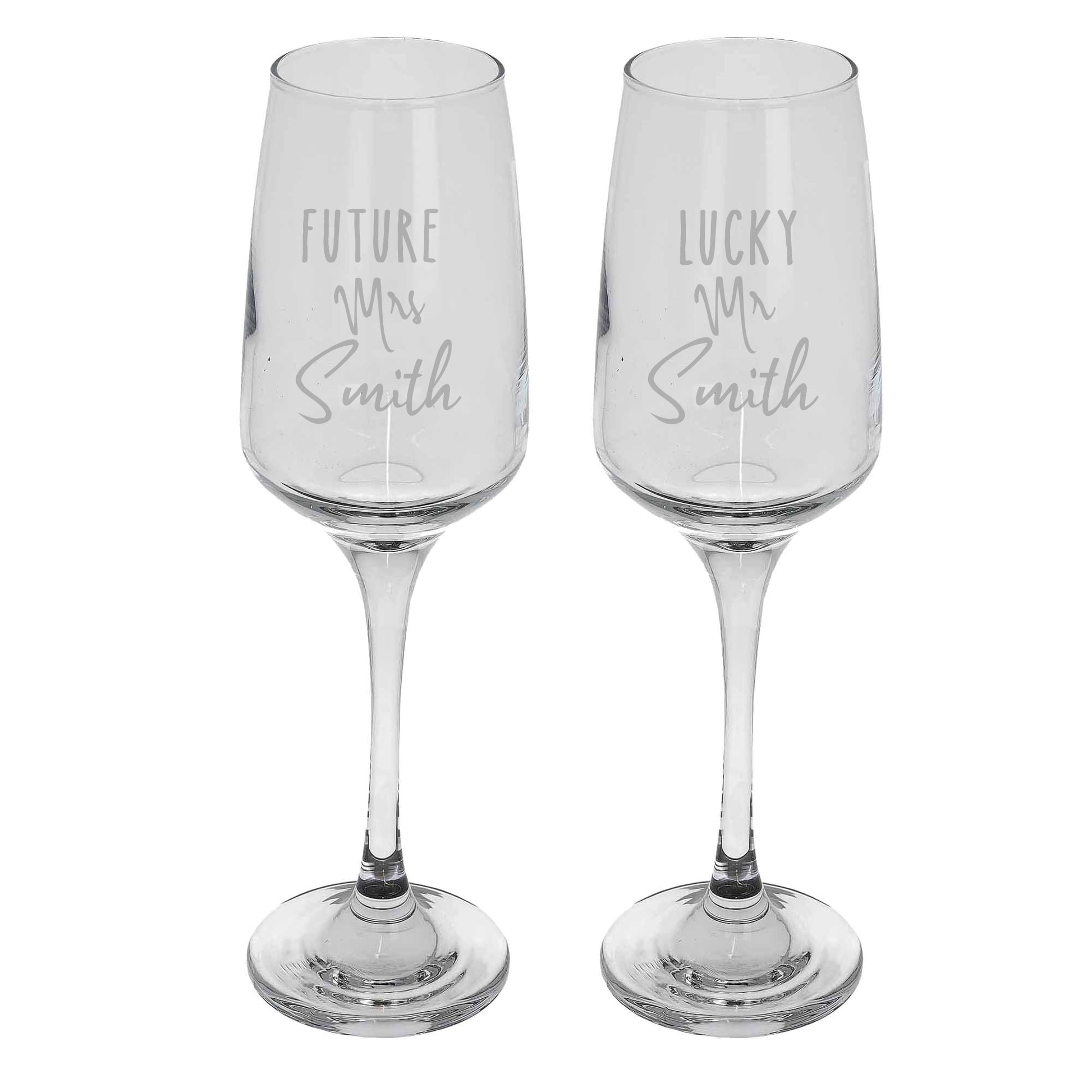 Personalised Engraved Future Mrs/Lucky Mr Champagne Glass Set  - Always Looking Good -   