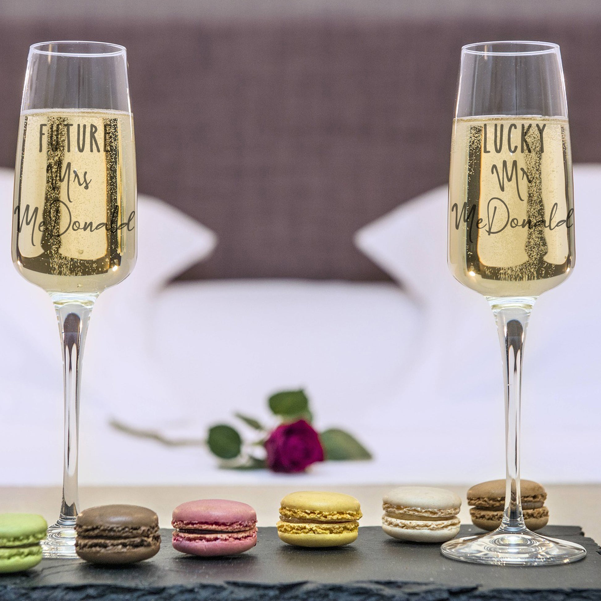 Personalised Engraved Future Mrs/Lucky Mr Champagne Glass Set  - Always Looking Good -   