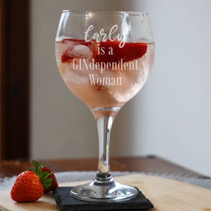 Personalised Engraved GINdependent Women Gin Glass with Name  - Always Looking Good -   