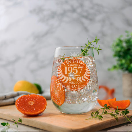 Vintage Any Year All Ages Engraved Birthday Gin Glass and/or Coaster Set- Always Looking Good -   