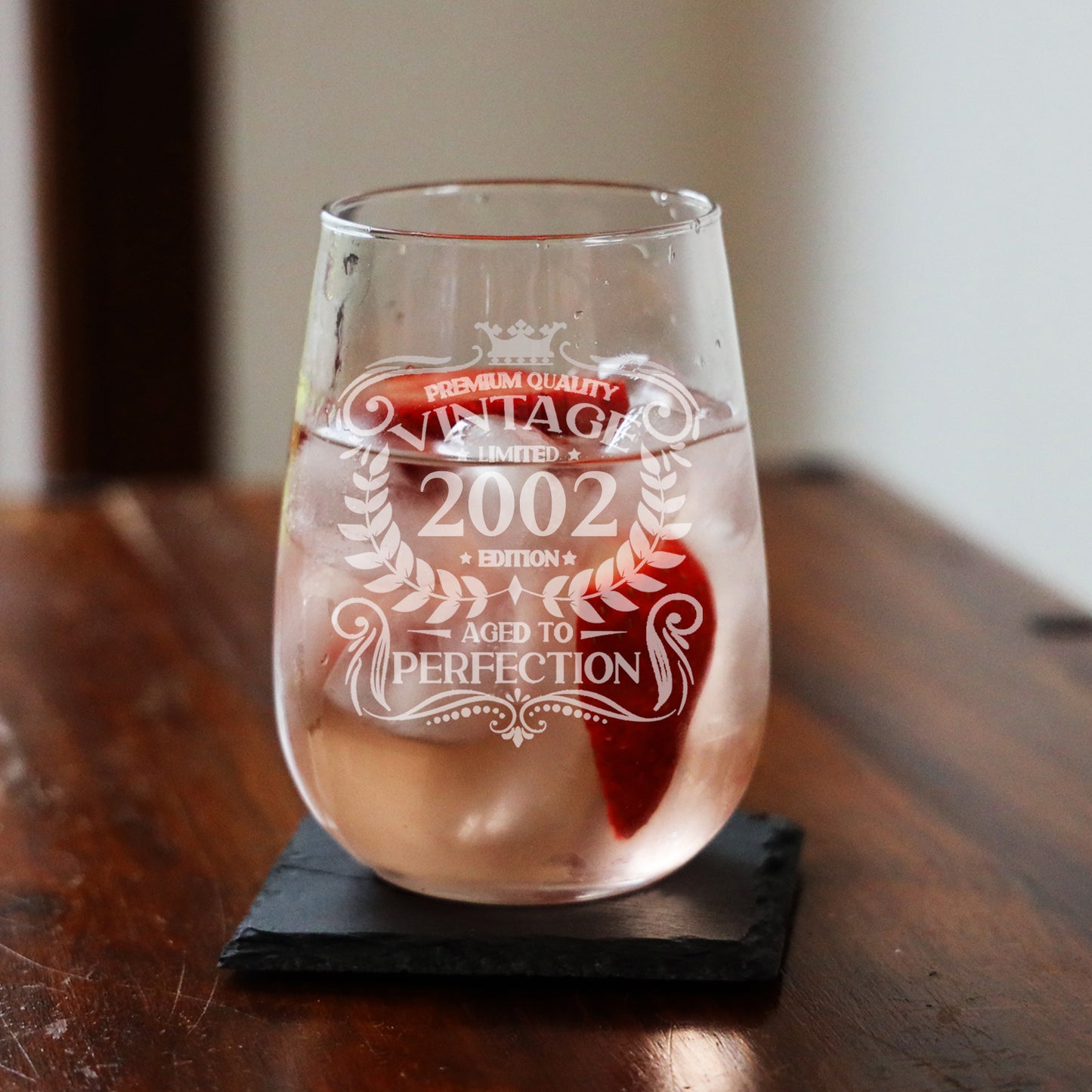 Vintage 2002 21st Birthday Engraved Stemless Gin Glass Gift  - Always Looking Good -   