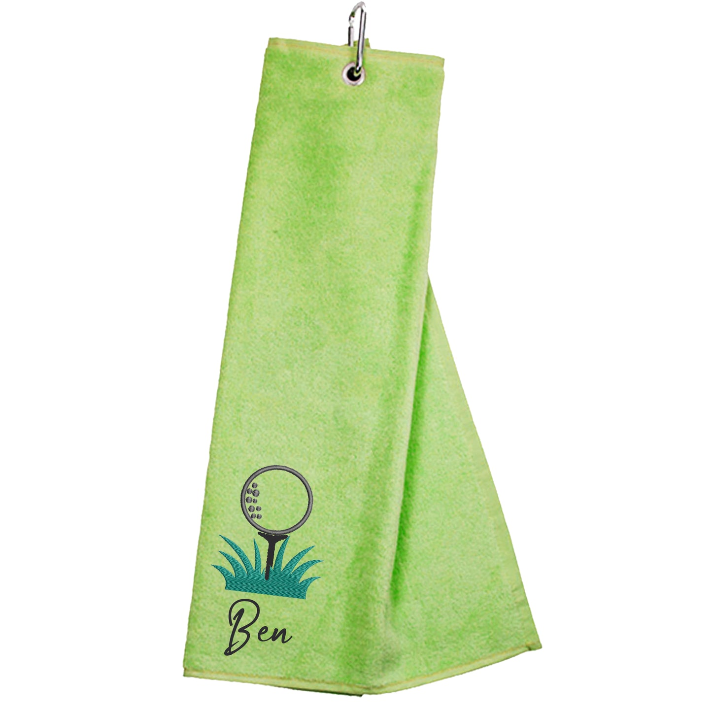 Personalised Embroidered Tri Fold GOLF Towel Trifold Towel with Carabiner Clip  - Always Looking Good -   