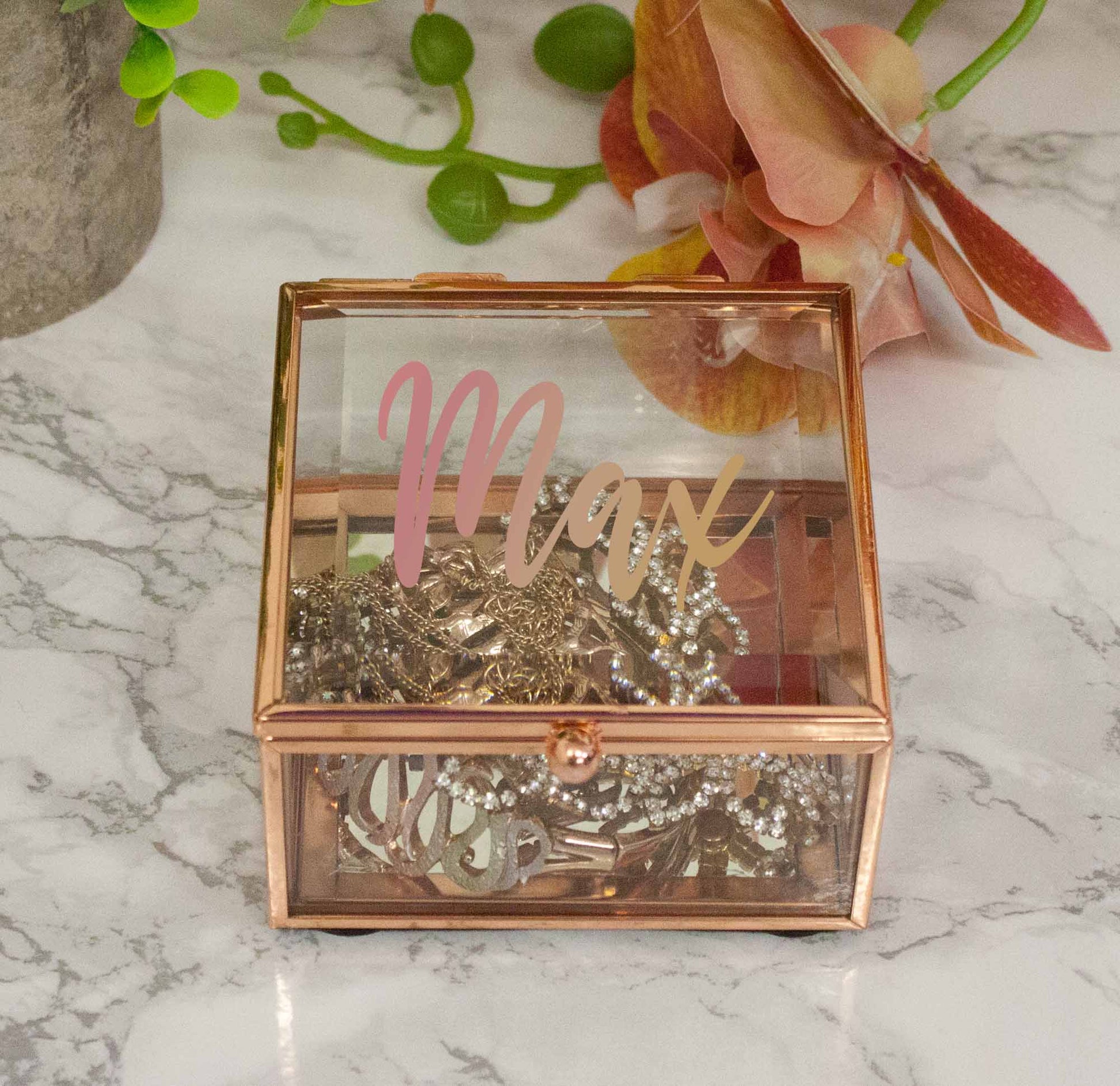 Personalised Rose Gold Glass Mirrored Jewellery Trinket Box  - Always Looking Good -   