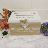 Personalised Wedding Card White & Wooden Memory Box MR & MRS  - Always Looking Good -   