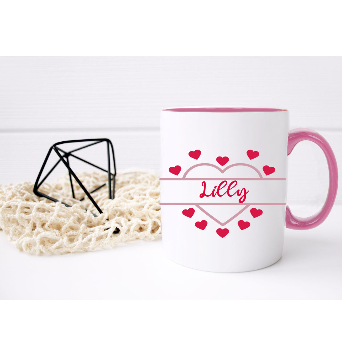 Personalised Pink Heart Design Mug and Coaster with Treats  - Always Looking Good -   