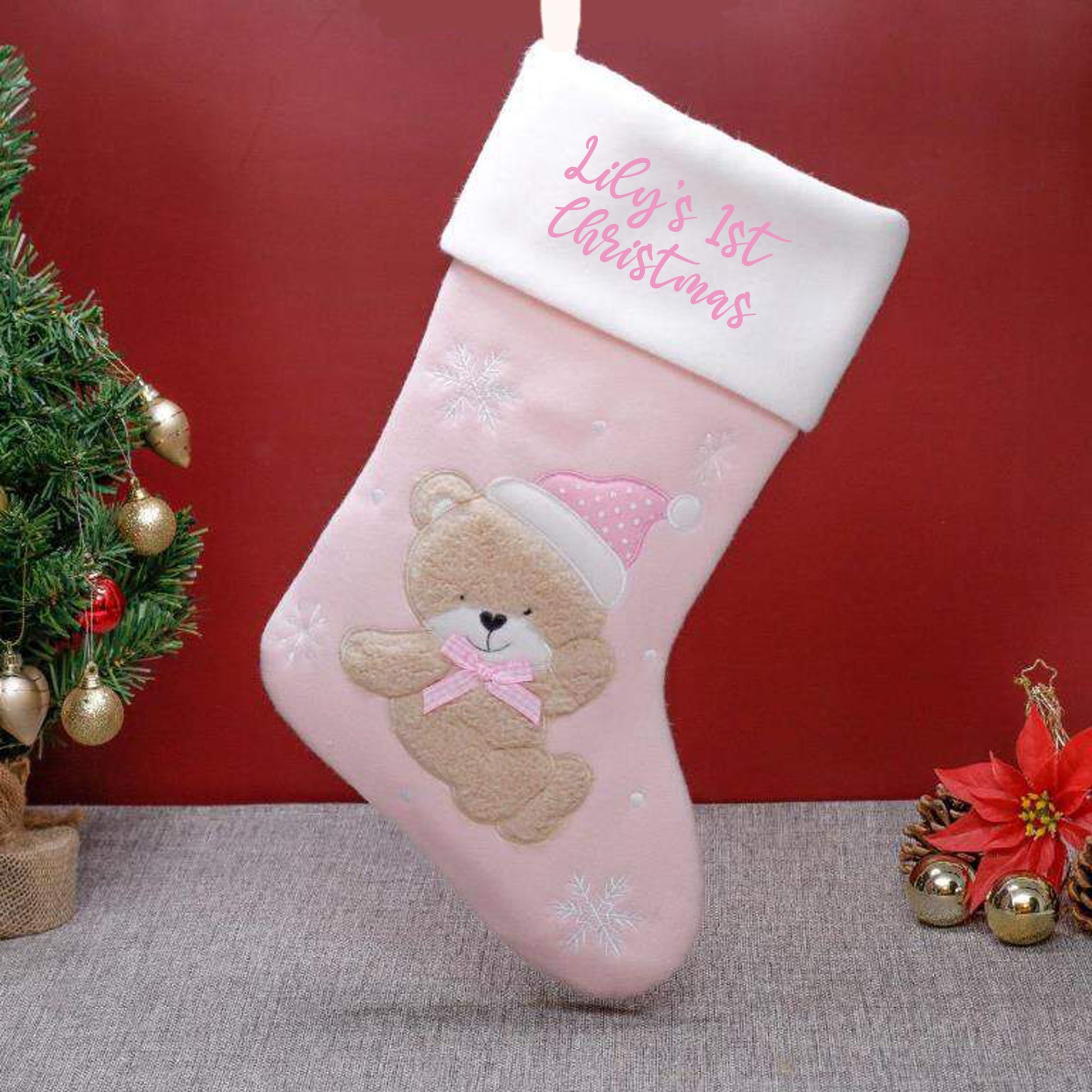 Personalised Baby's 1st Christmas Bear Stocking Sentimental Keepsake  - Always Looking Good -   