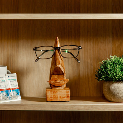Face Engraved Wooden Glasses Stand Personalised with Name
  - Always Looking Good -   