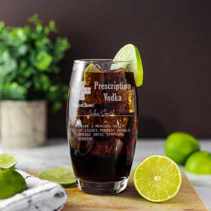 Engraved Prescription Personalised Vodka Glass with any Name  - Always Looking Good - Empty Glass Large Tondo 