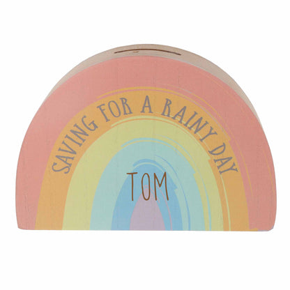 Personalised Engraved Rainbow Shaped Money Box Saving For A Rainy Day Childs Piggy Bank  - Always Looking Good -   